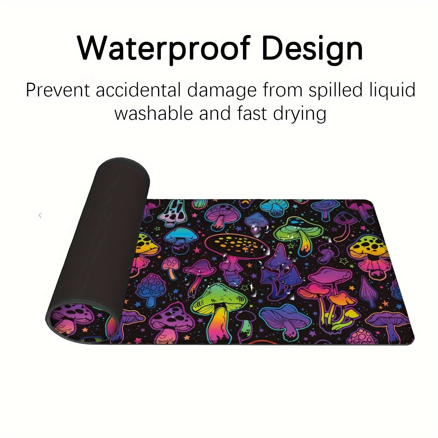 Large Mushroom Star Mouse Pad 11.8x3 Desk Pad Non Slip Rubber