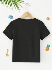 Boy's Funny Letter Print Short Sleeve T-shirt for Summer