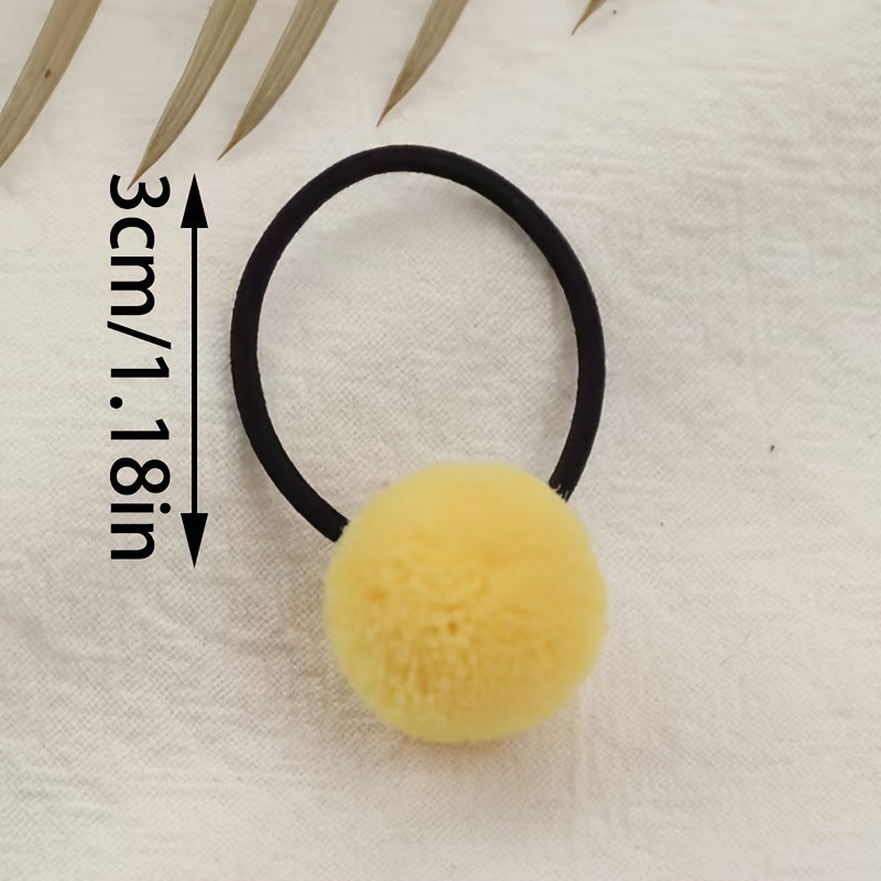 10pcs Girls Cartoon Plush Ball Hair Ties Sweet Decorative Hair Accessories
