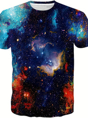 Men's Starry Sky Graphic Novel Shirt Comfy Tee for Outdoors