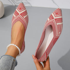 Women's Knit Pointed Toe Flats Soft Sole Slip On Walking Shoes