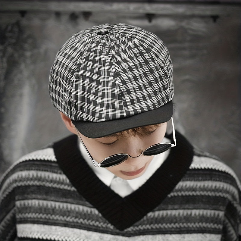 Khaki Retro Sunshade Plaid Painter Hat Men Women