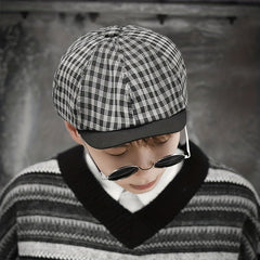Khaki Retro Sunshade Plaid Painter Hat Men Women