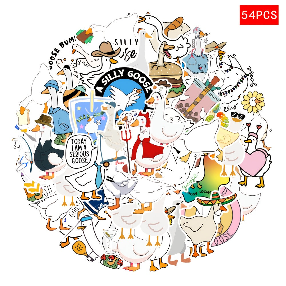 54pcs Funny Goose Stickers, Silly Goose Drives This, Hats Burgers Construction