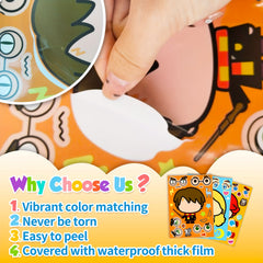 6pcs Make A Face DIY Puzzle Stickers Graffiti Big Head Cartoon Stickers