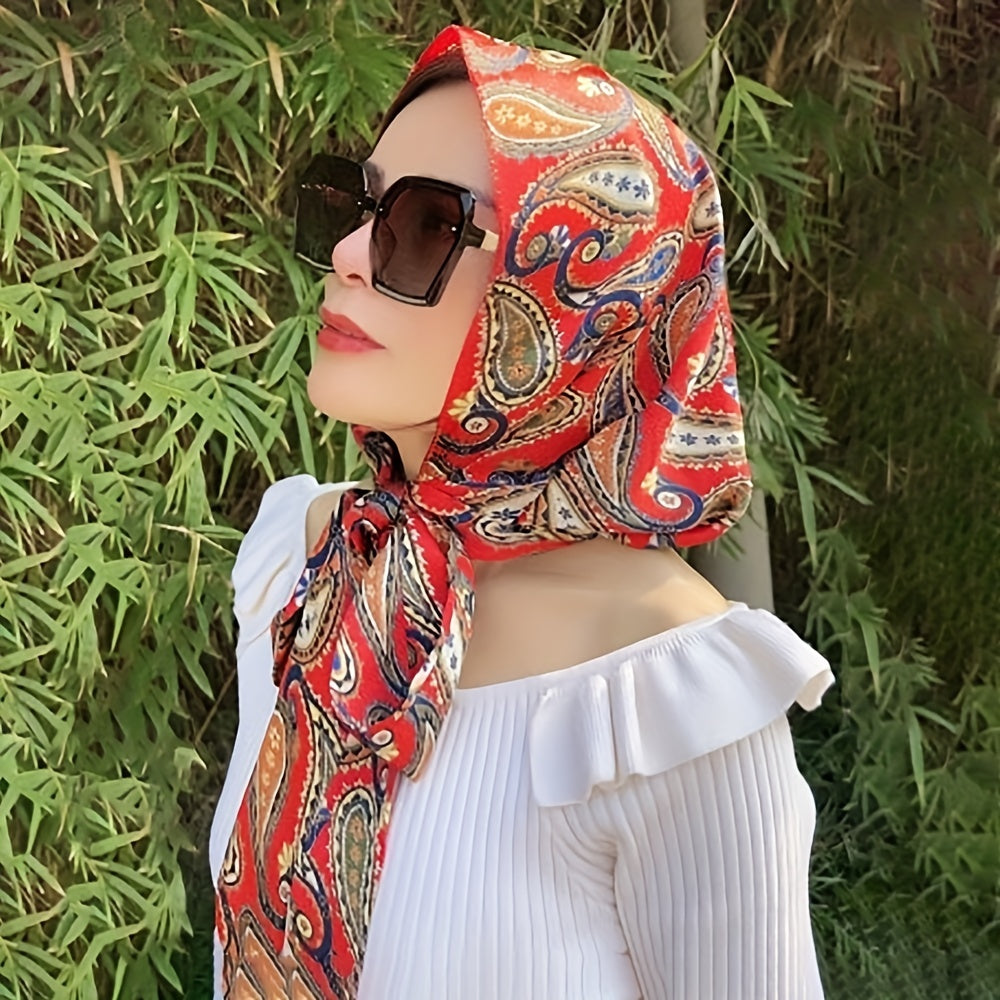 Vintage Paisley Print Lace Up Head Scarf for Women