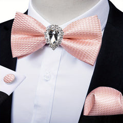 Men's Paisley Silk Bow Tie Set with Cufflinks - Wedding Party