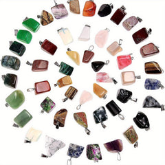 50Pcs Random Colors Crystal Stone Beads Pendants Charms For Jewelry Making
