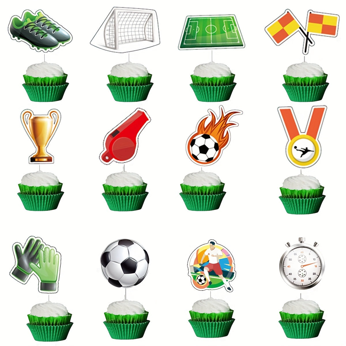 13pcs Football Sports Themed Cupcake Decorations for Birthday Party