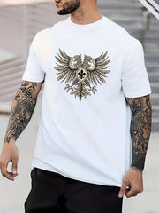 Retro Eagle Print Men's Graphic Crew Neck Active T-shirt