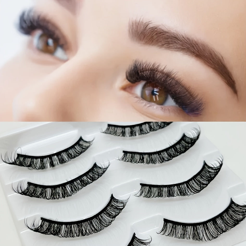 4 Pairs D Curling 12mm False Eyelashes Natural Look Thick Wispy Lashes