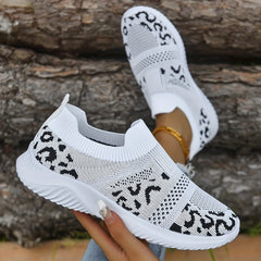 Leopard Print Slip On Sock Shoes Lightweight Sneakers