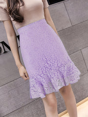 Women's Lace High Waist Skirt for Office