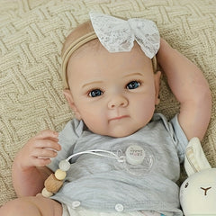 Hand Painted Vinyl Girl & Boy Doll Full Body Reborn Painted Hair Grey Outfits