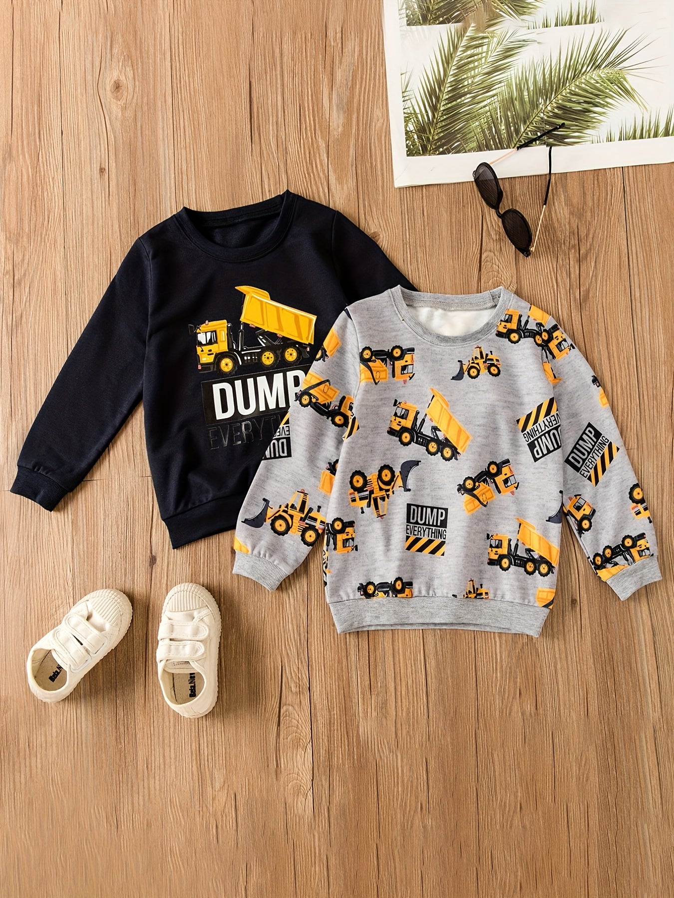 2pcs Boys Letter Print Hooded Sweatshirt Spring Fall Kids Clothing