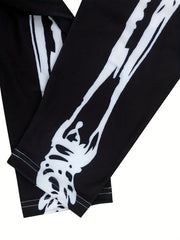 Skull Print Skinny Leggings High Waist Stretchy Leggings