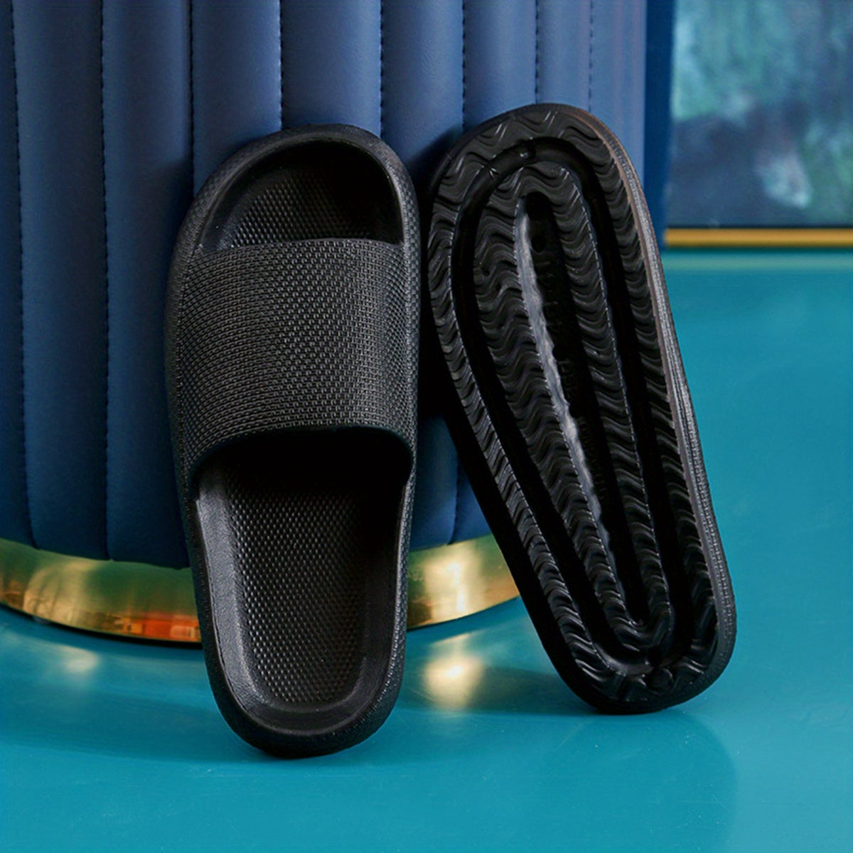 Men's Non Slip Open Toe Slides for Indoor Outdoor Bathroom Beach