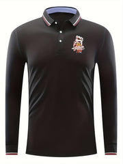Lion Dance Pattern Men's Casual Comfy Long Sleeve Shirt
