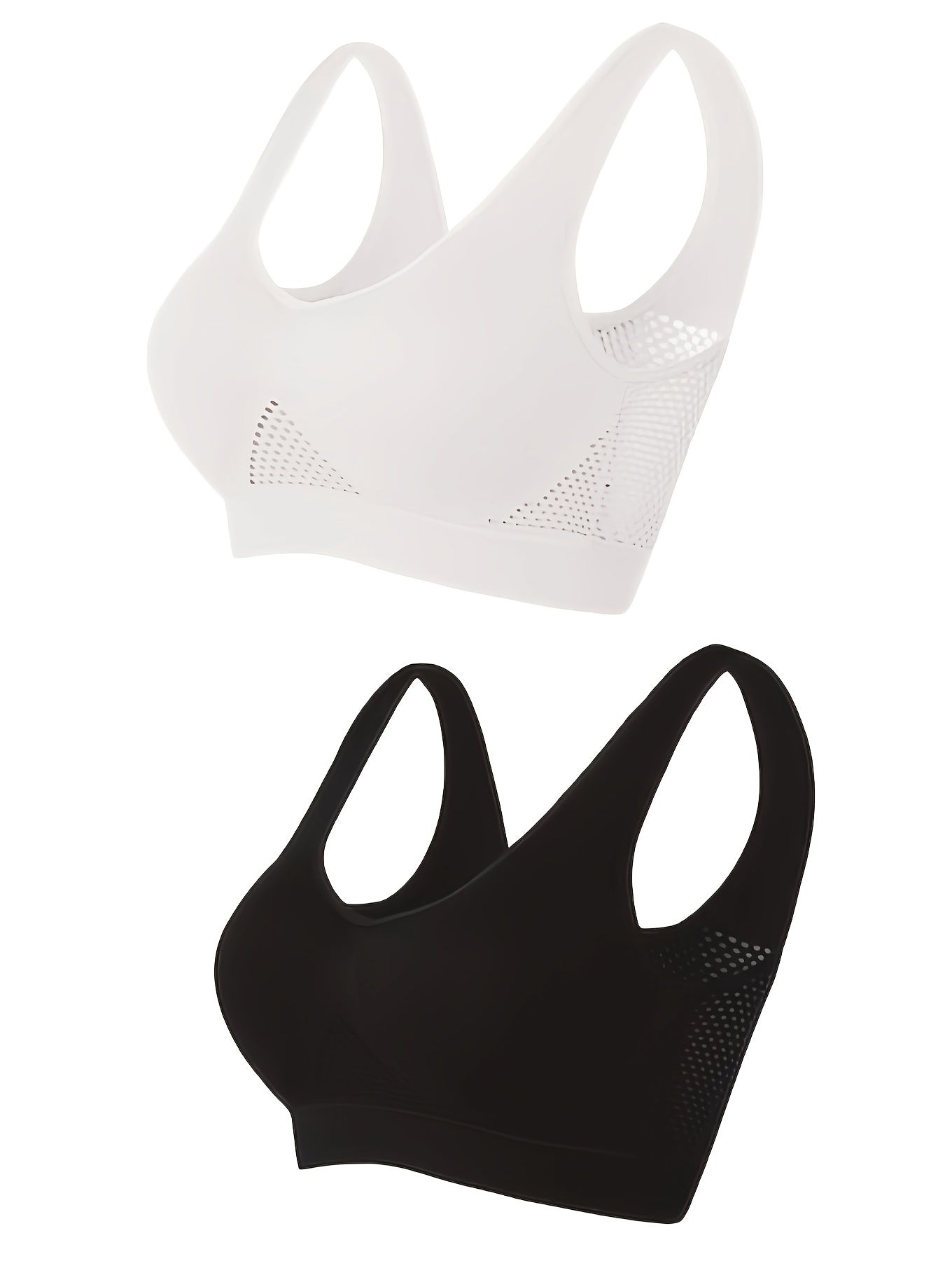 2 Pack Plus Size Sports Bra Set Breathable Mesh Medium Stretch Yoga Running Bra