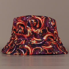 Red Reversible Bucket Hat Abstract Painting Man Unisex Fisherman Cap