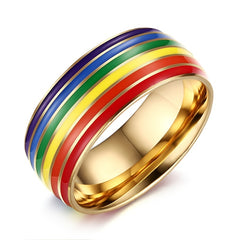 Rainbow Pride Ring LGBT Stainless Steel Friendship Jewelry