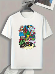 Happy Year Print Men's Graphic T-Shirt for Summer