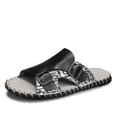 Men's Casual Slip On Slide Sandals with Buckle Strap