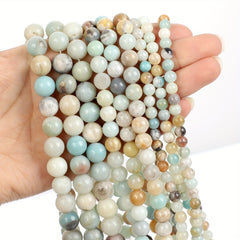 Amazonite Beads Natural Stone Pendant Round Loose Beads For Jewelry Making DIY
