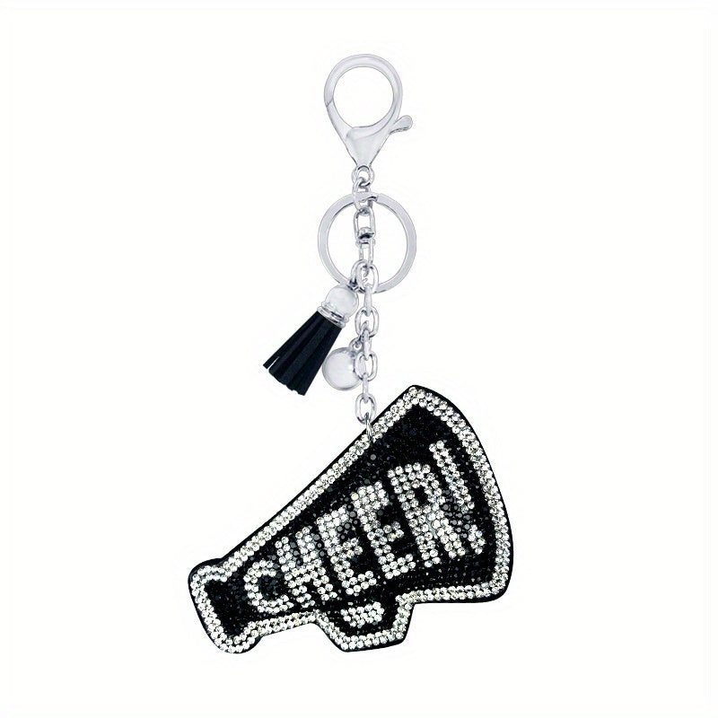 Plush Rhinestone Horn Keychain Tassel Pendant Car Bag Accessory