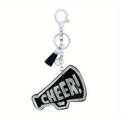 Plush Rhinestone Horn Keychain Tassel Pendant Car Bag Accessory