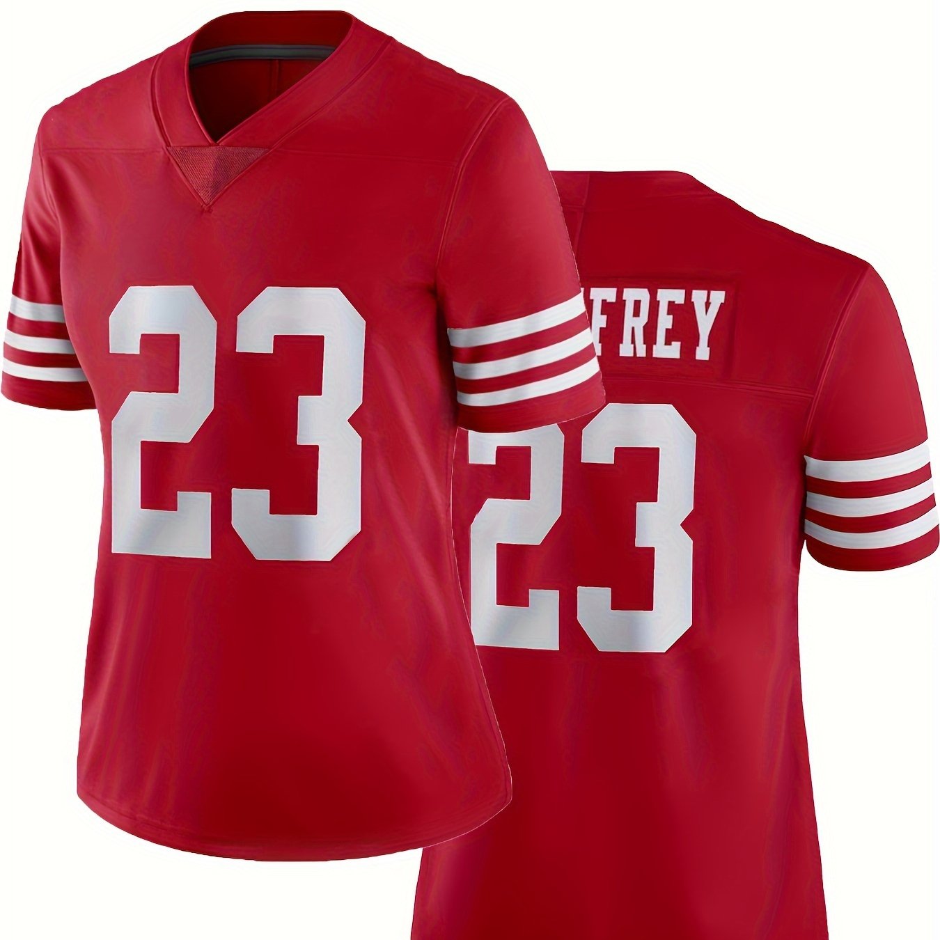 Women's No. 23 American Football Jersey Embroidered V-Neck Short Sleeve T-Shirt