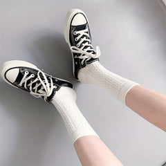 5 Pairs Retro Twist Textured Mid Tube Socks Women's Stockings