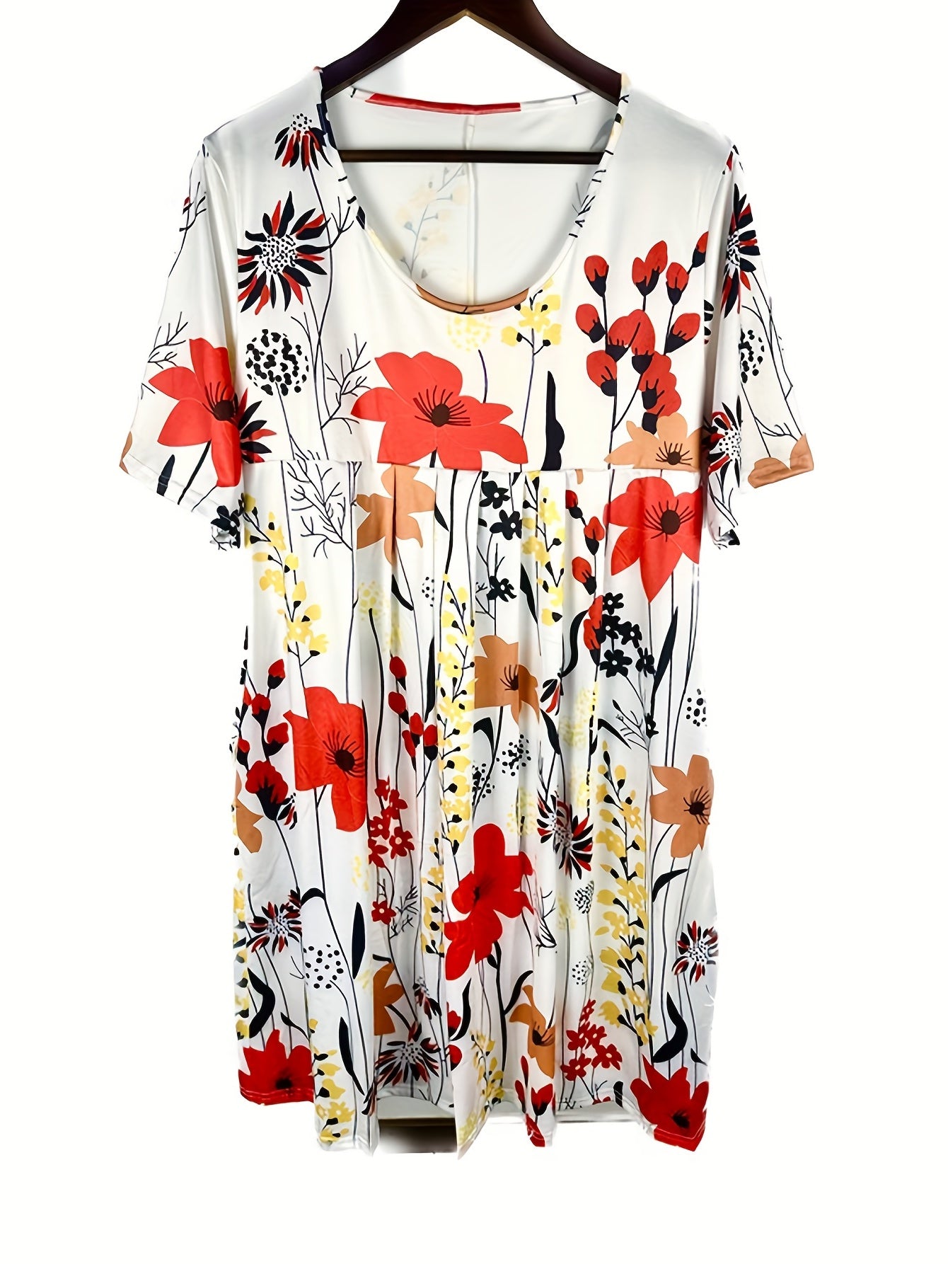 Casual Dress Women's Plus Floral Print Short Sleeve Dress