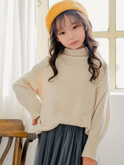 Stretchy Comfy Solid Long Sleeve Sweater Girls Anti Pilling Knitwear