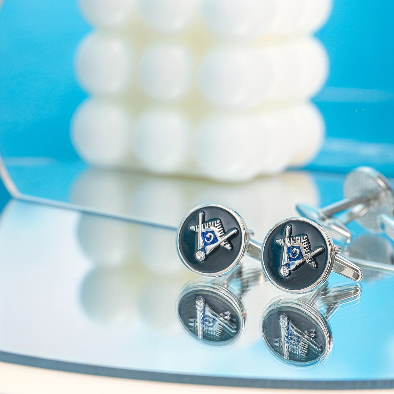 Round Leaf Cufflinks Stainless Steel Glossy Men's French Cufflinks