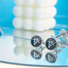 Round Leaf Cufflinks Stainless Steel Glossy Men's French Cufflinks