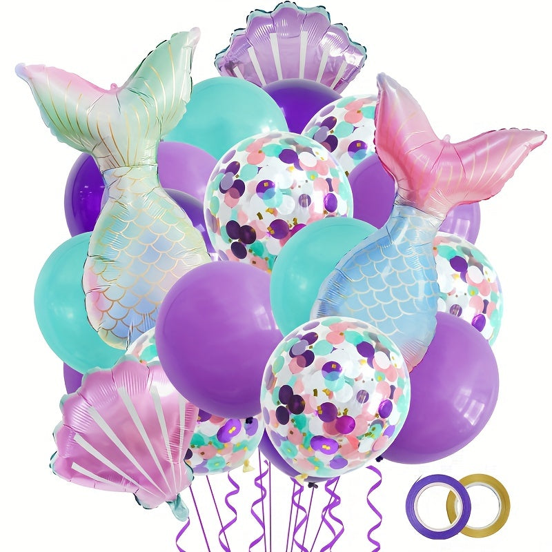 22pcs Mermaid Tail Balloon Theme Party Birthday Decorations