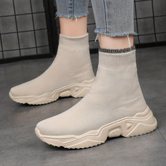 Women's High Top Breathable Sneakers Lightweight Slip On Shoes