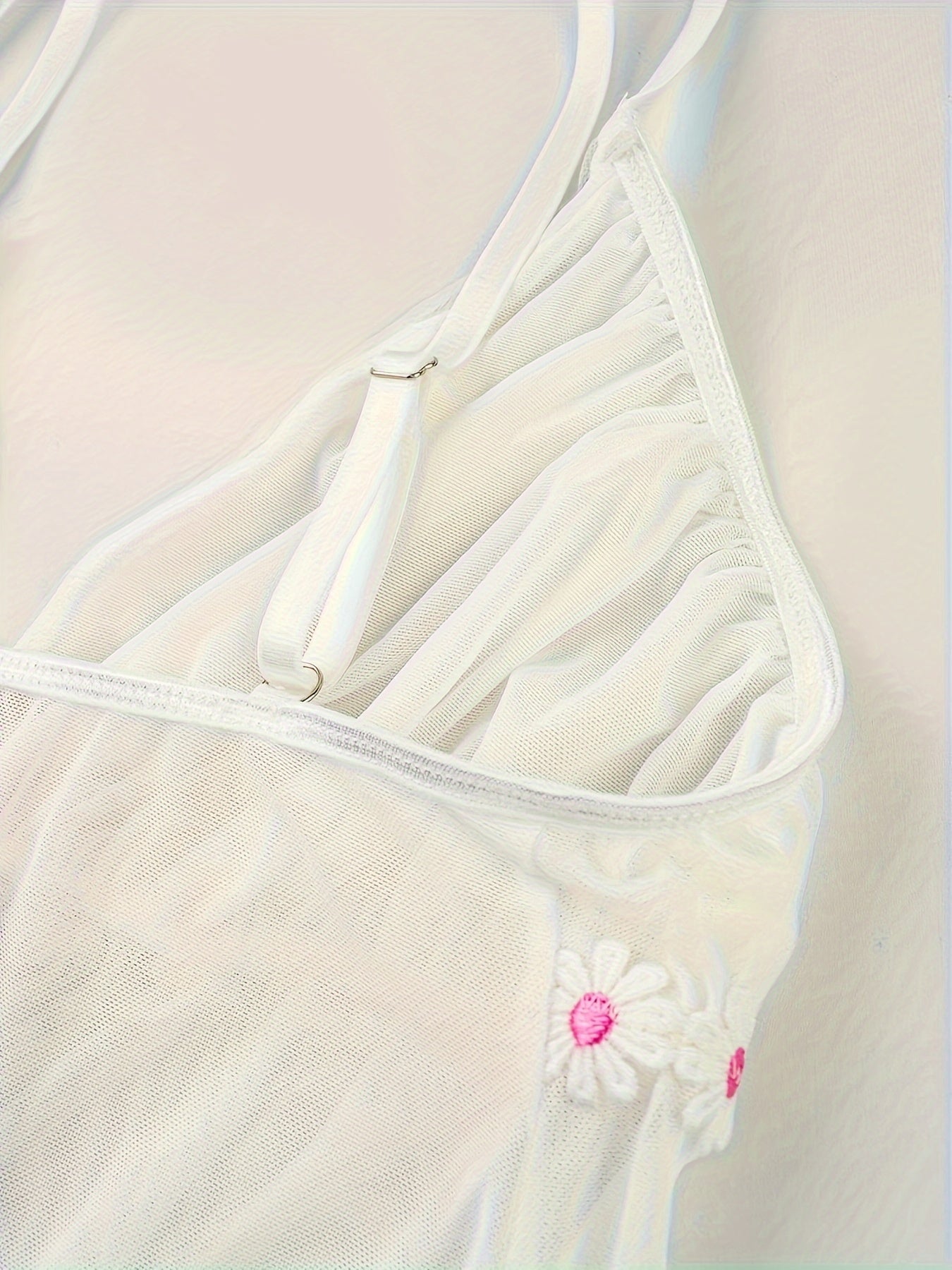 Sultry Mesh Slip Nightdress V Neck Backless Sleep Dress Women's Sleepwear
