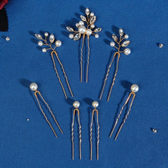 Crystal & Faux Pearl Decor Hair Pin Bridal Wedding Accessory