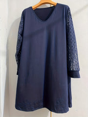 Colorblock Lace Long Sleeve Maxi Dress