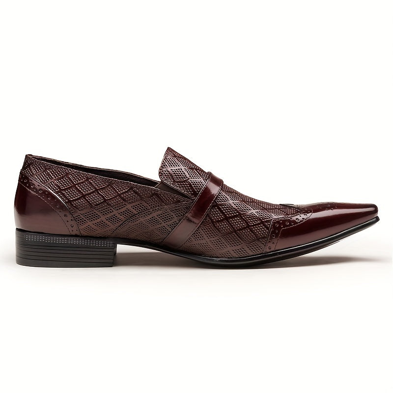 Men's Brogue Slip On Pointed Toe Formal Shoes Business Wear resistant Non Slip