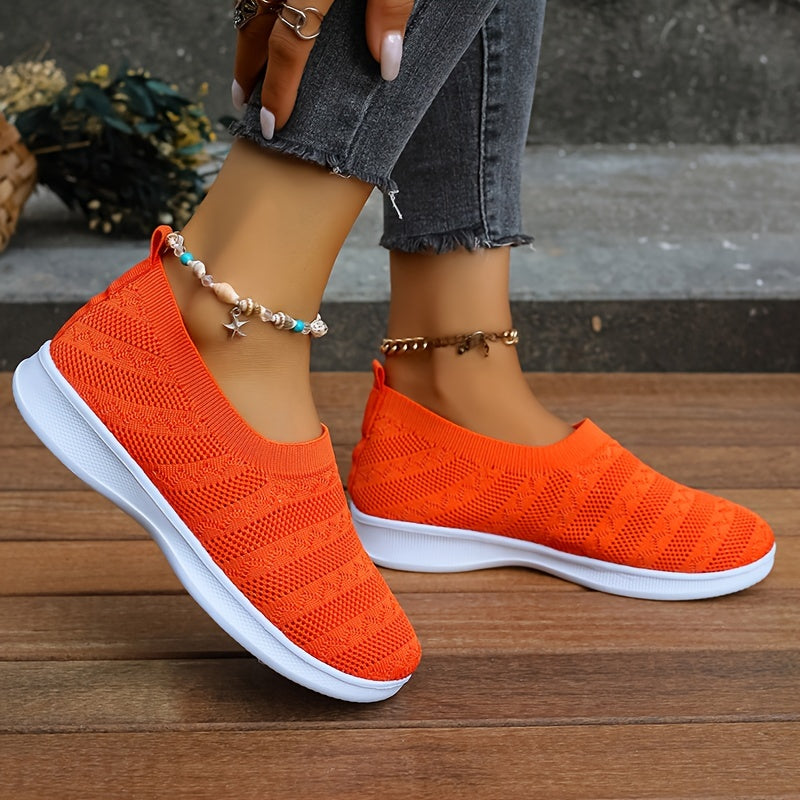 Women's Knit Mesh Walking Shoes Slip on Casual Sneakers