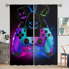 Gamepad Printed Window Curtains Rod Pocket Top Window Drapes