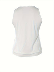 Eyelash Print Notched Neck Tank Top