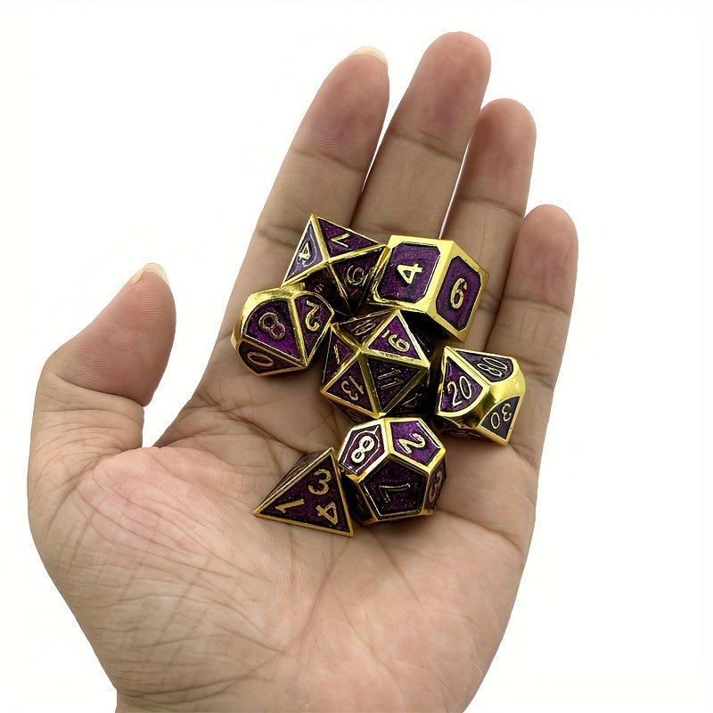 7pcs Metal Dice For Fun Game Number Dice Desktop Entertainment