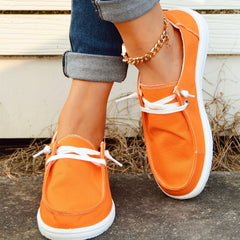 Women's Tangerine Boat Shoes Solid Lace Up Skate Shoes