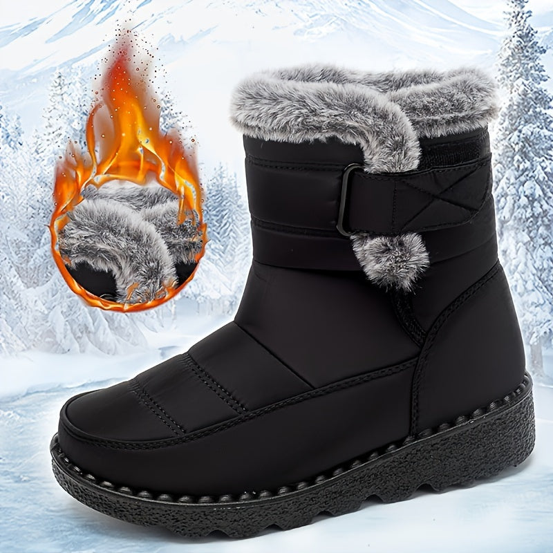 Waterproof Non slip Thickened Medium Tube Snow Boots for Women
