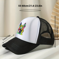 Dog Printed Breathable Sunscreen Mesh Hat For Outdoor Activities