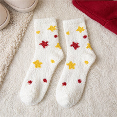 Soft Coral Fleece Mid-tube Socks for Women